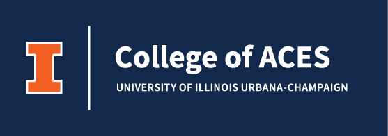 Block I plus College of ACES plus University on blue background